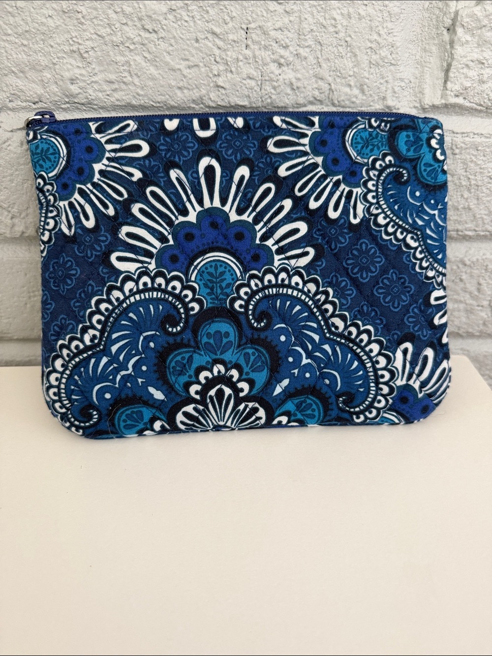 Vera Bradley Navy & Royal Blue Floral Zip Cosmetic Pouch